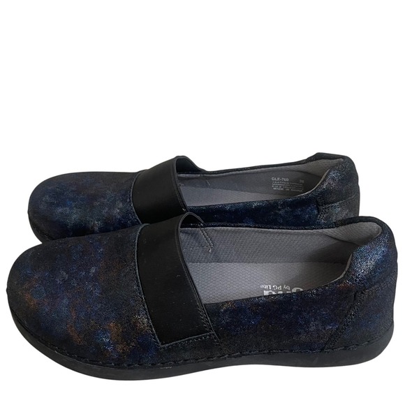 Alegria by PG Lite Shoes - Alegria Black Iridescent Galaxy Leather Slip On Loafers Womens 38 US 8-8.5 euc